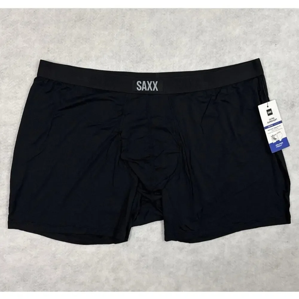 SAXX Boxer Briefs Men 4XL Black Ultra Super Soft BallPark Pouch NWT